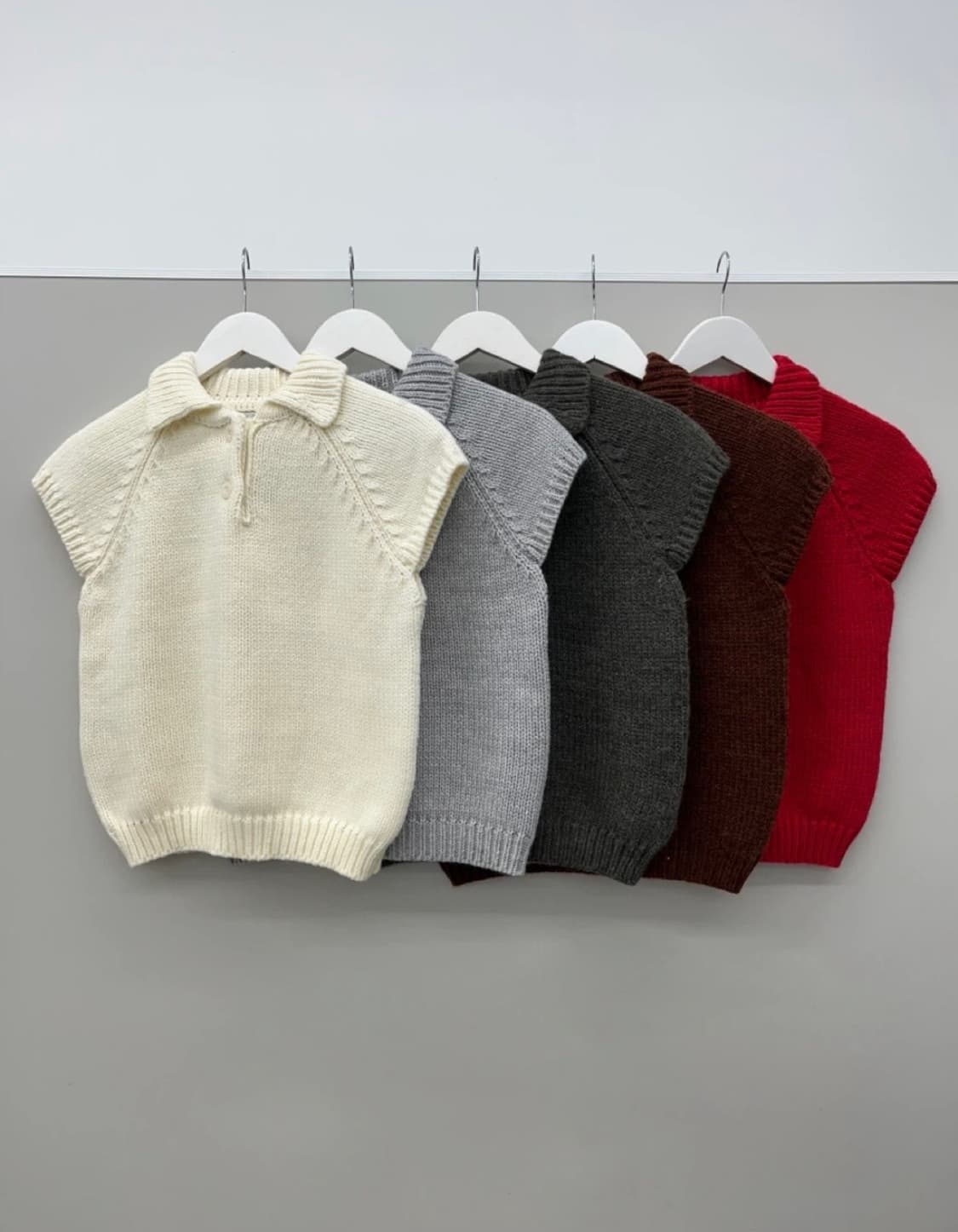 미닝아웃 누아 반팔 카라니트 상품이미지5