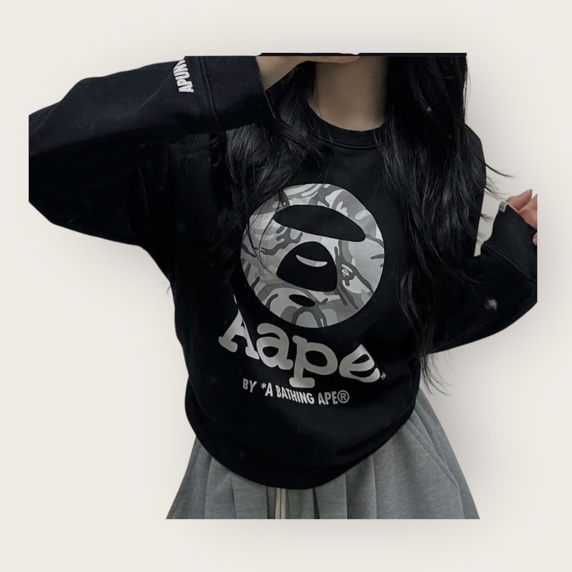 S/ 베이프 AAPE 사루카모 맨투맨 상품이미지1