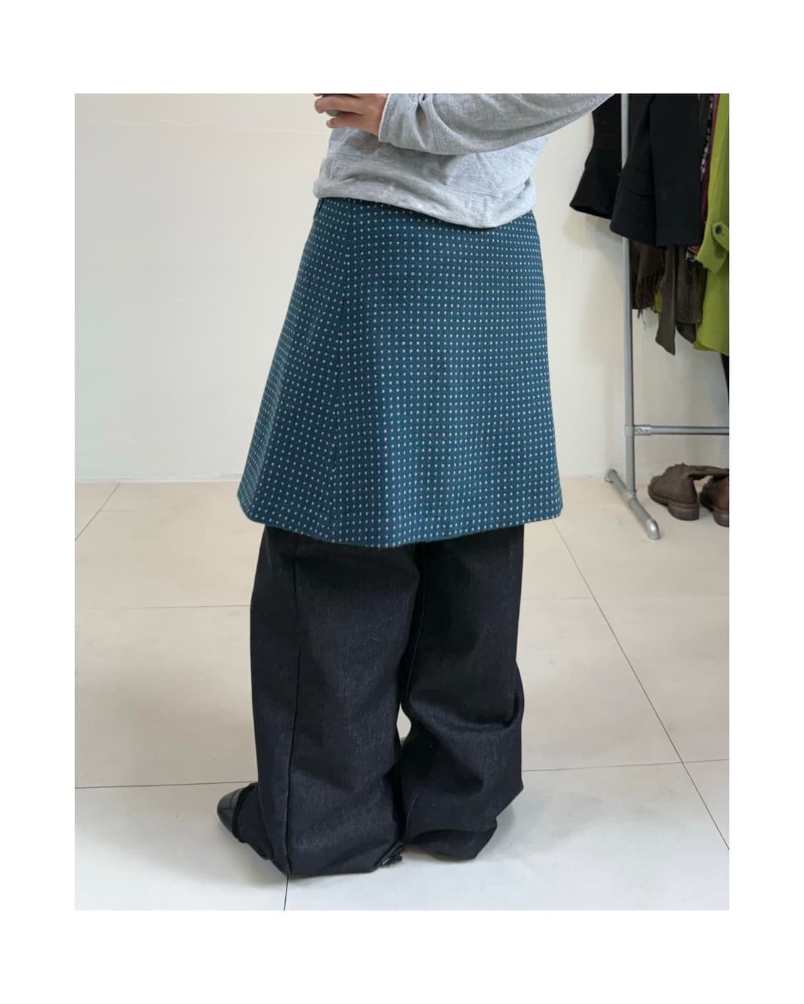 빈티지 도트 울 랩 스커트 상품이미지2