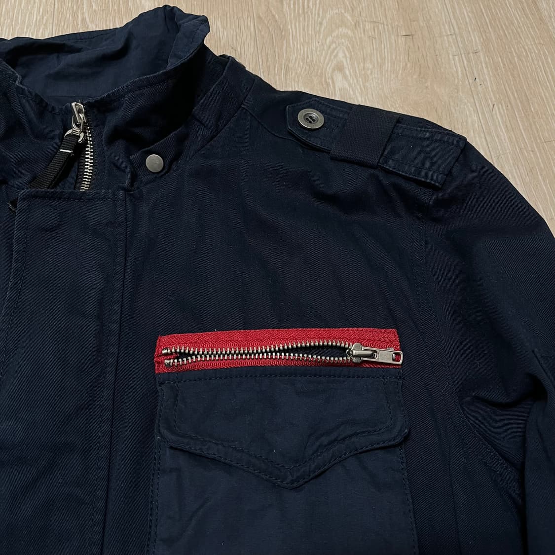 하드락밴드 배색 지퍼 포켓 야상 필드자켓 L/100 상품이미지3