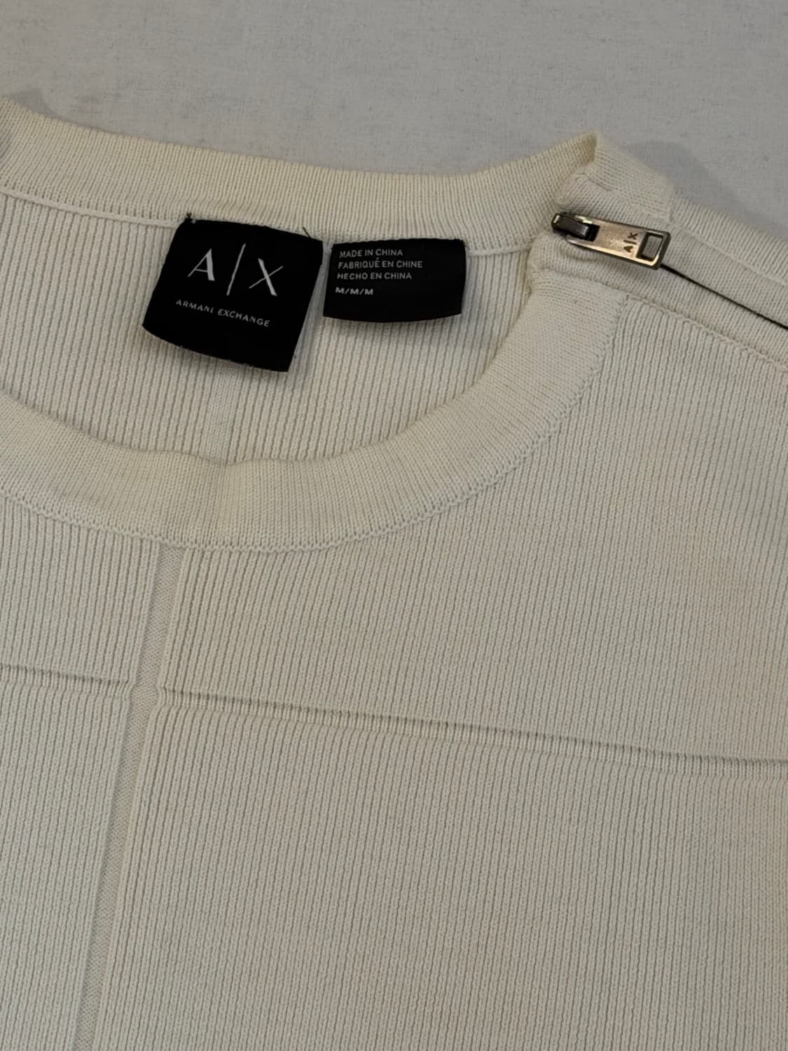 아르마니 익스체인지 지퍼절개 울 맨투맨 니트 아이보리 상품이미지3