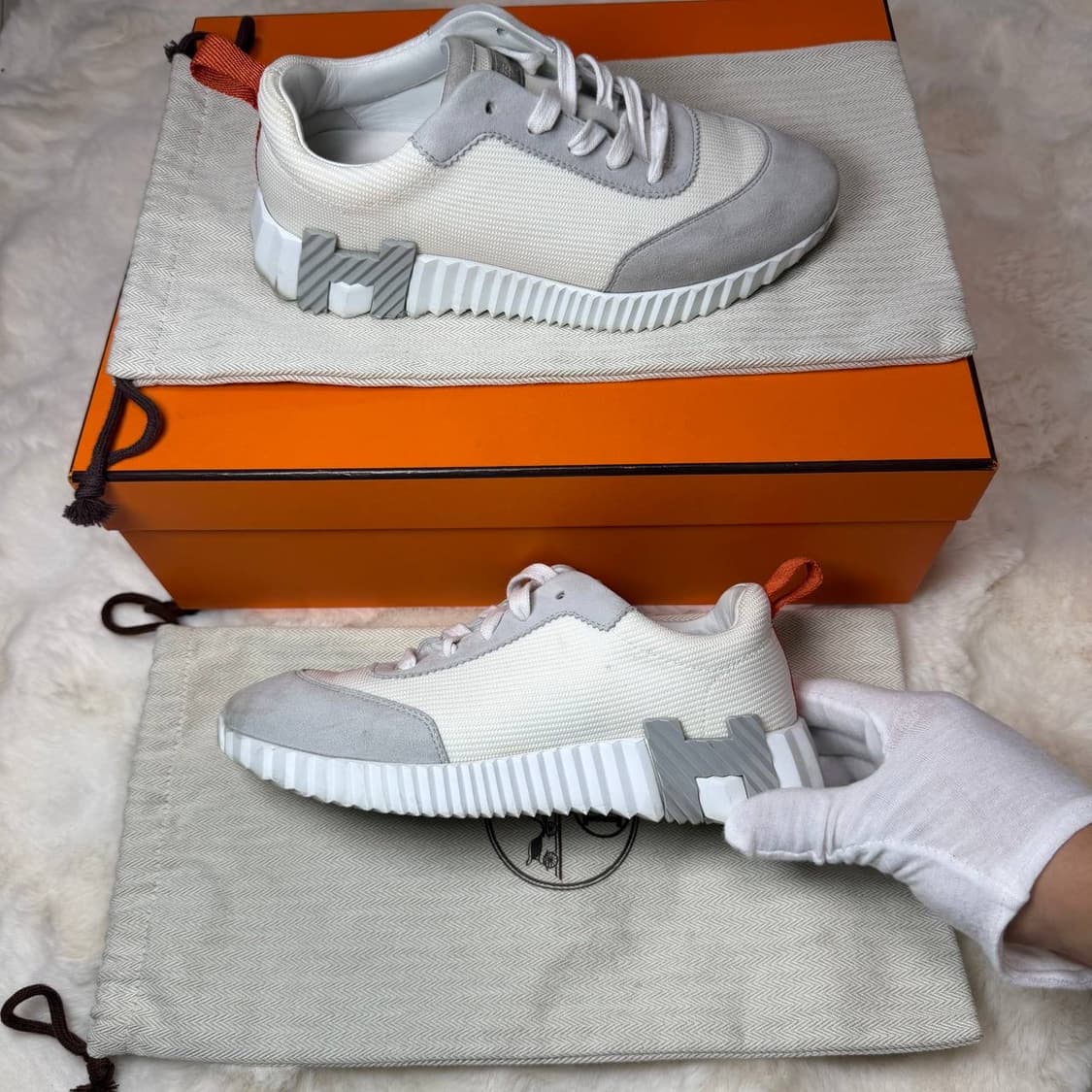 [새상품급/정품] 에르메스 바운싱 그레이 메쉬 카프스킨 스니커즈  상품이미지2