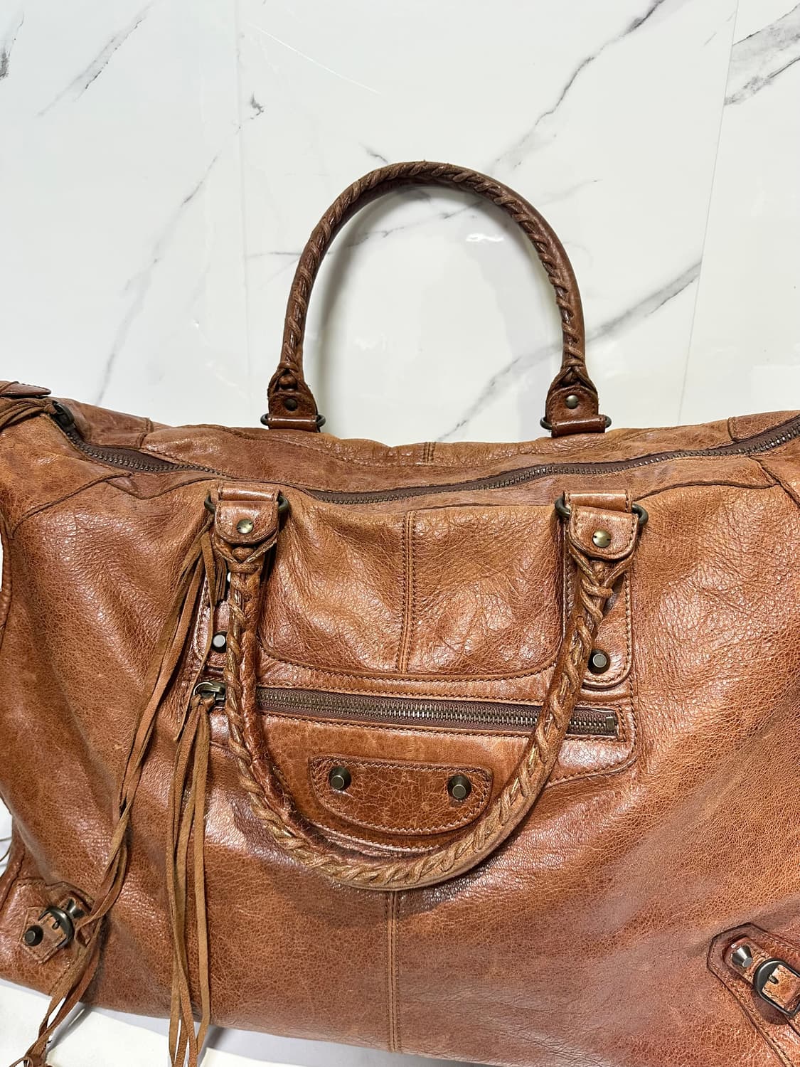 [A 정품] 발렌시아가 시티 모터백 위켄더 브라운 상품이미지5