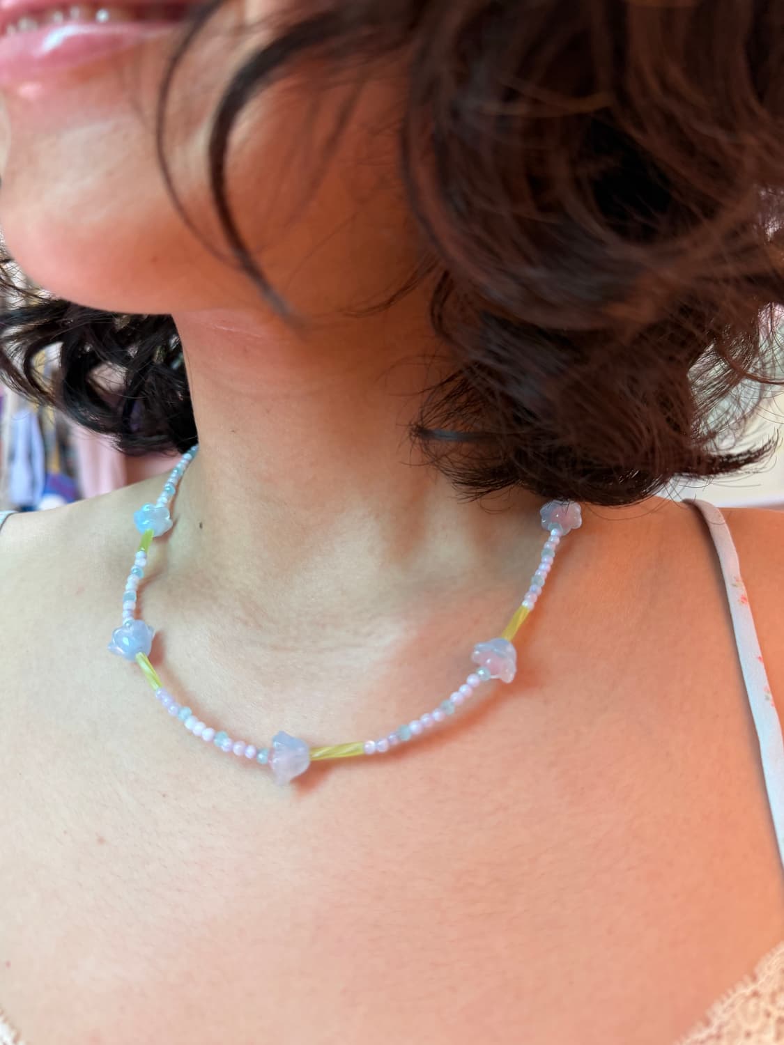 핸드메이드🌷봄꽃(블루) 목걸이  상품이미지4