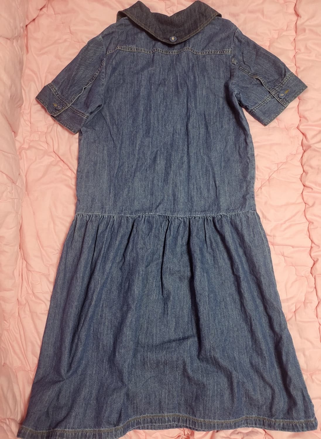 급처상태좋음!럭키슈에뜨 세일러 데님 청 롱원피스 36사이즈 상품이미지6