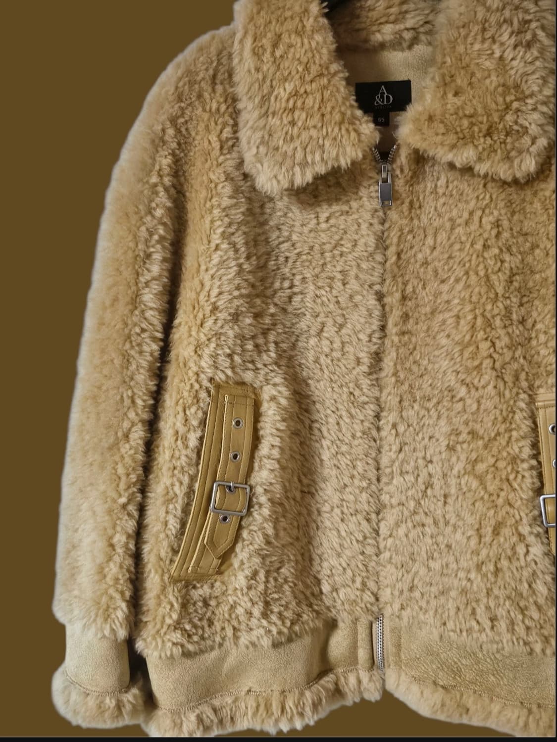 A&D ATELIER 울 100% 램스킨 양모자켓 55 상품이미지6