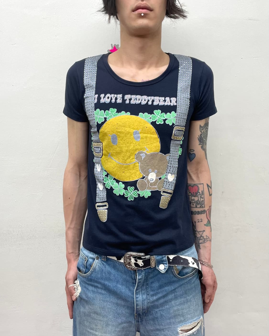 Smile Bear Suspender Cubic T-shirt 상품이미지1