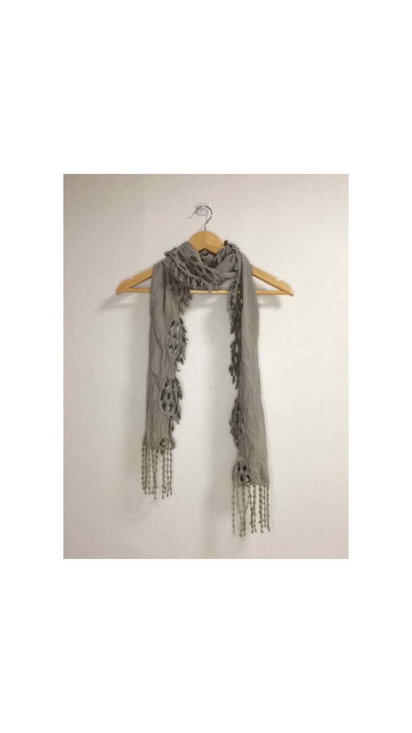 빈티지 카키베이지 태슬 스카프 상품이미지1