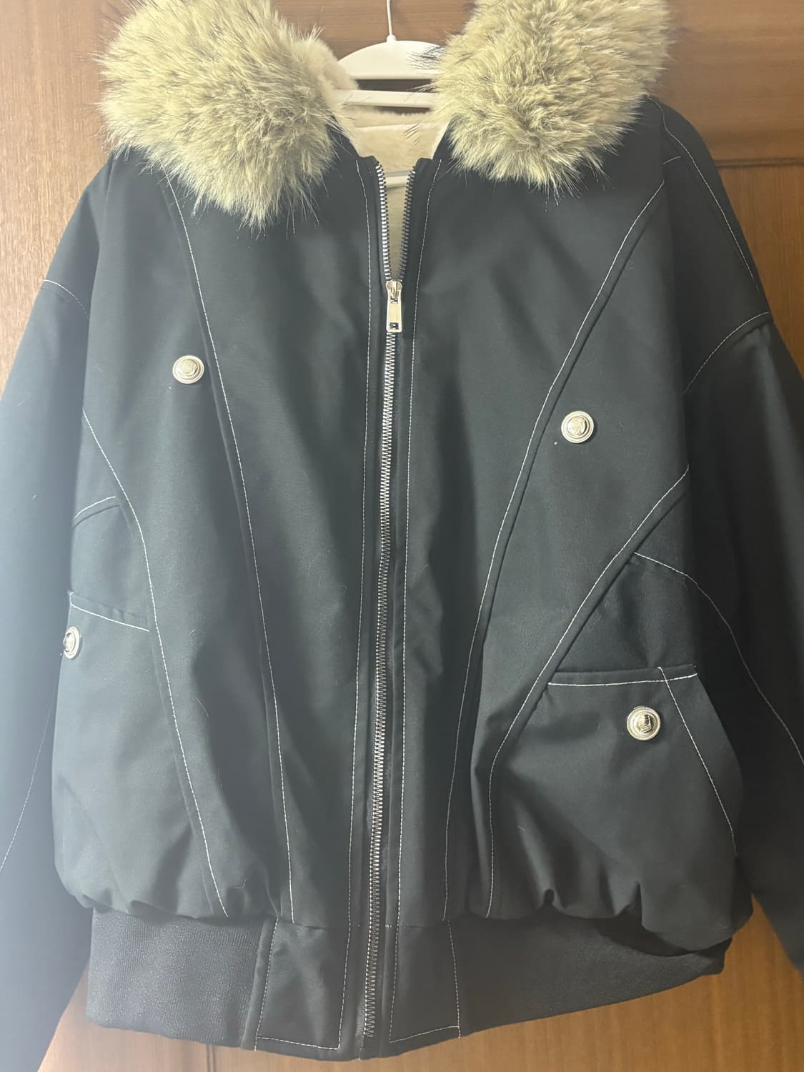 퍼 후드집업 블랙 상품이미지2