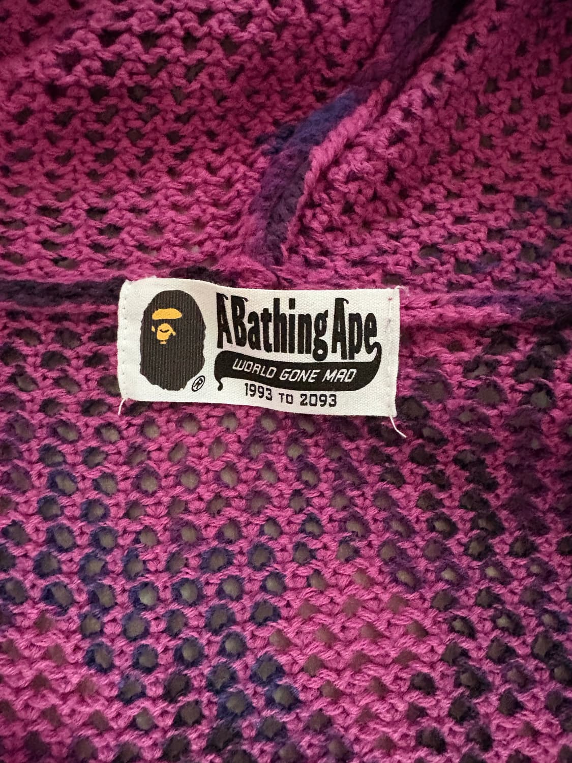 베이프 퍼플카모 크로셰 샤크후드집업 xl 판매합니다 상품이미지3