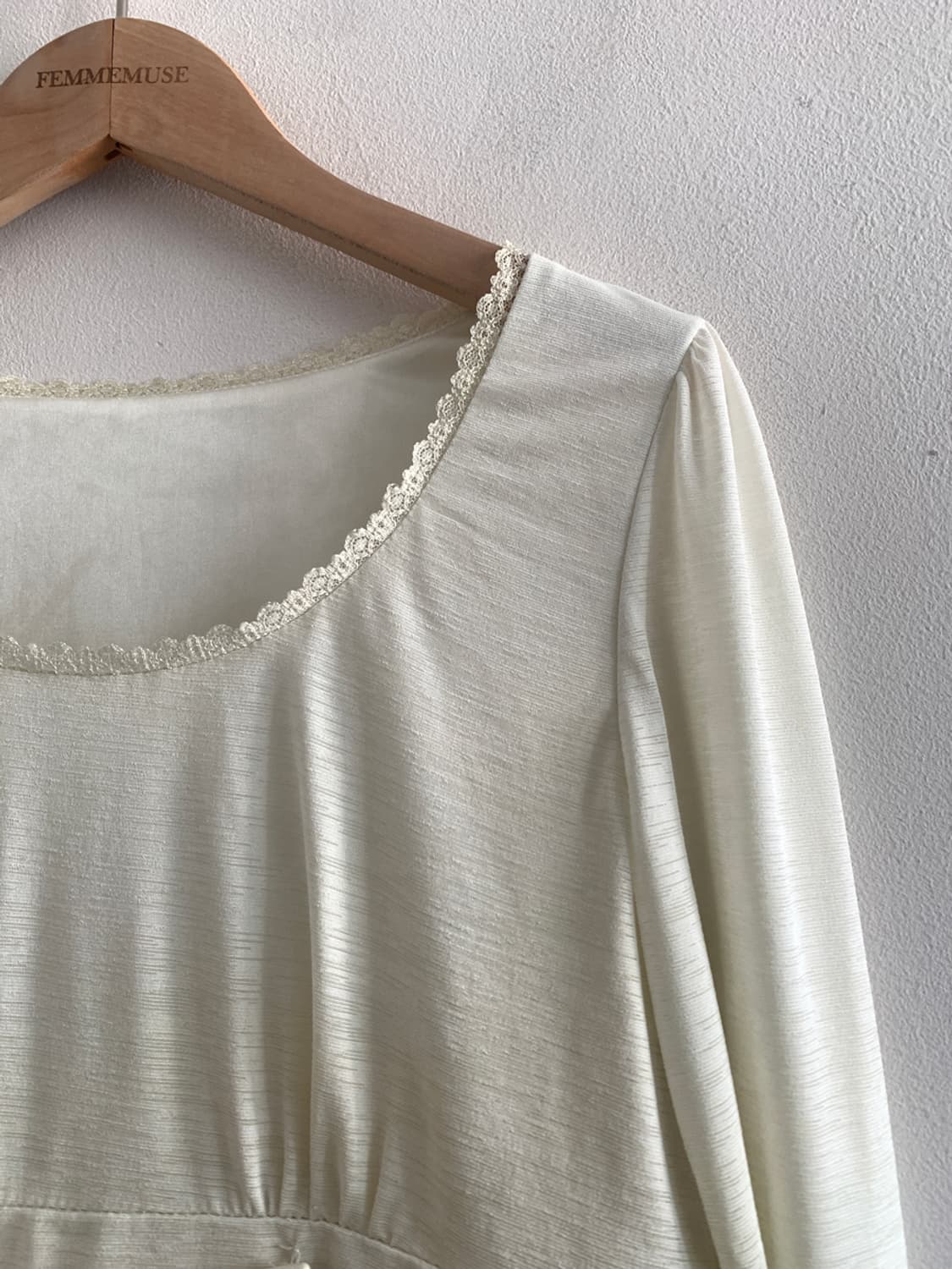 Floret lace u neck ribbon dress 상품이미지5