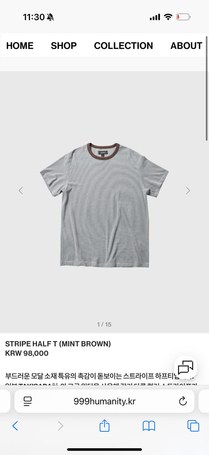 999휴머니티 stripe half t (mint brown) 상품이미지1