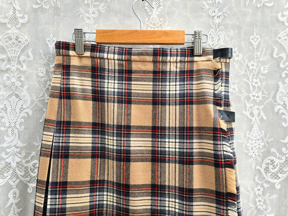 70-80s 영국산 체크 랩스커트 상품이미지2