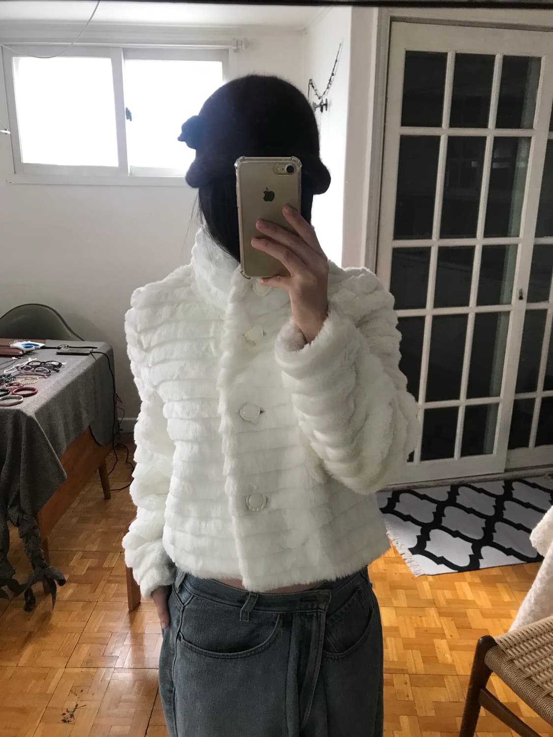 vintage white eco fur jacket 상품이미지4