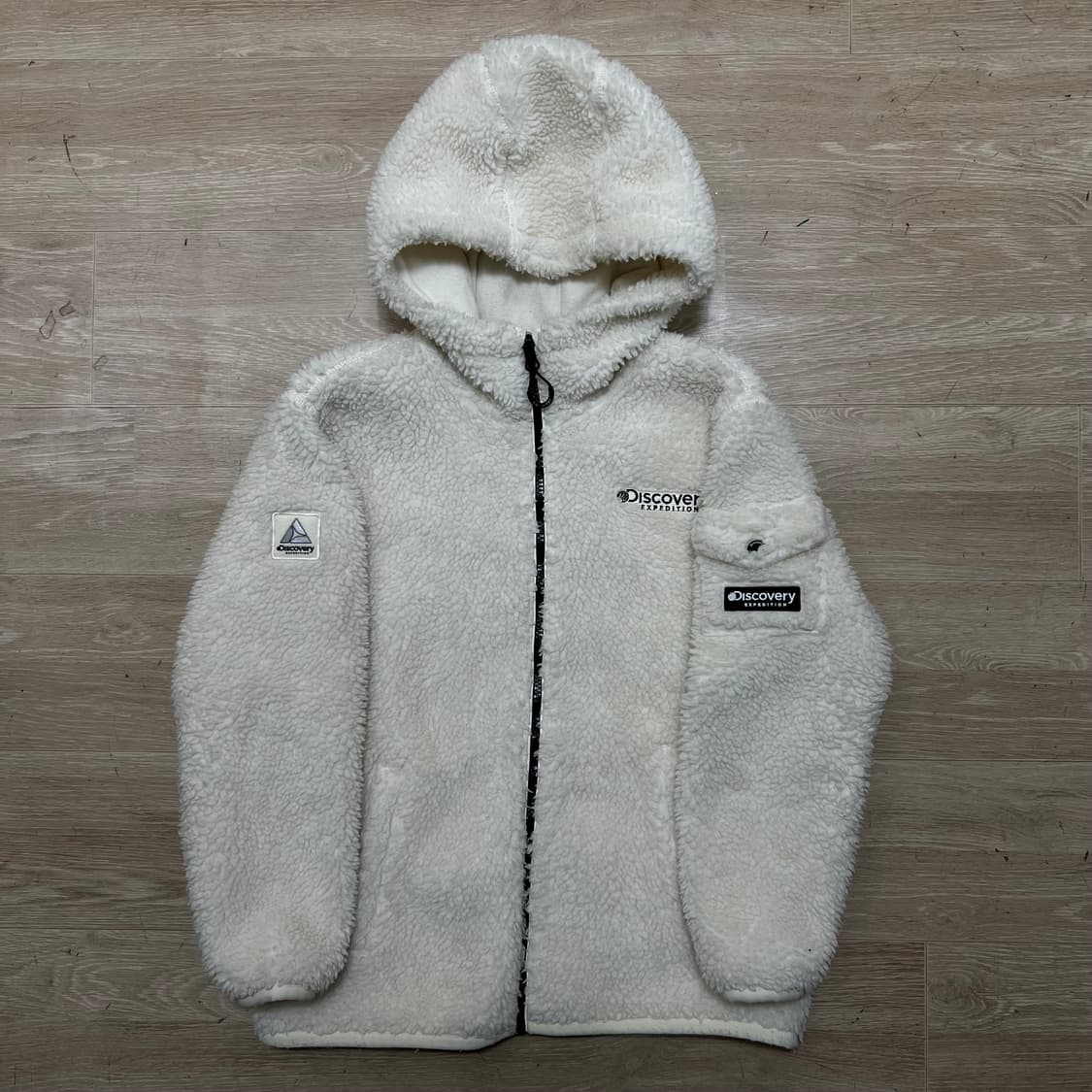 디스커버리 키즈 후드 뽀글이 후리스 플리스 자켓 [화이트] 150 상품이미지1
