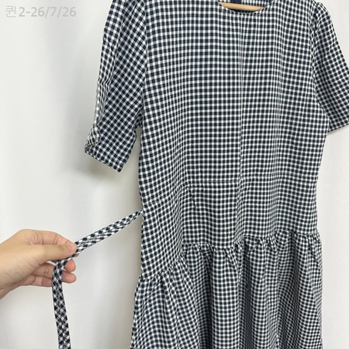 보세 여자 체크 반팔원피스 빅사이즈 임부복 FREE (미착용) 상품이미지4