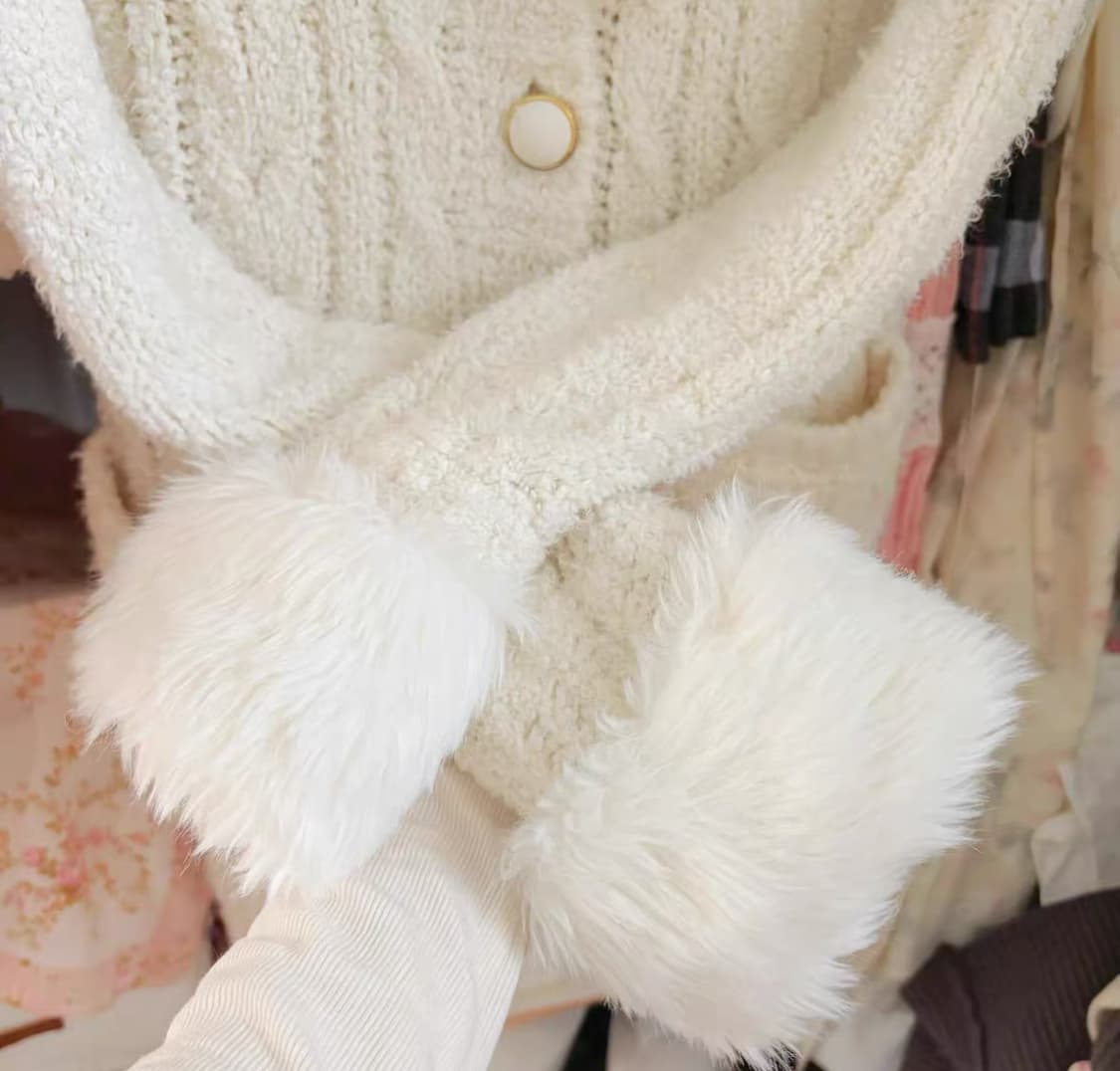 리즈리사 라떼갸루 폼폼이 후드 니트 상품이미지4