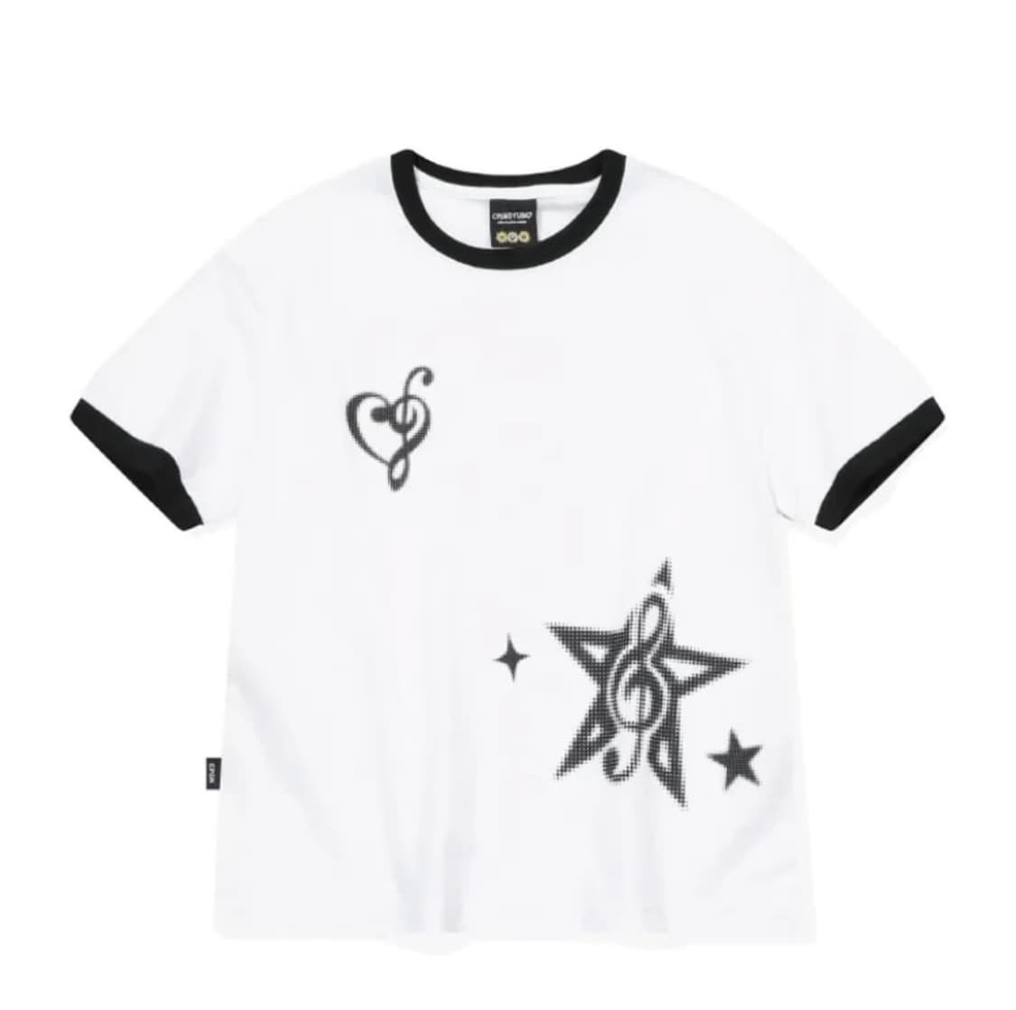 꼼파뇨 하트 클레프 CROP 링거 반팔티 화이트 상품이미지1