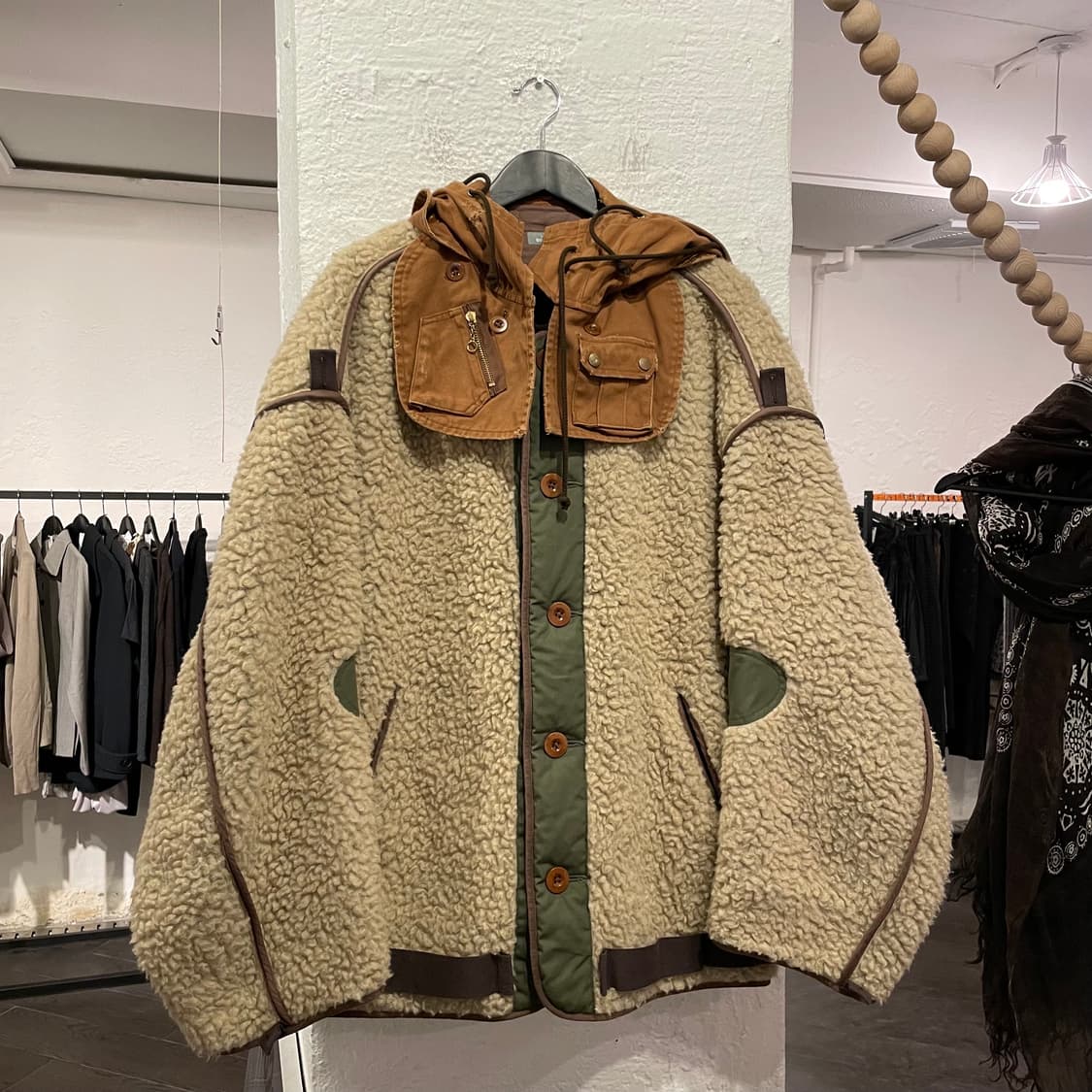  컬러 후드 디테일 오버사이즈 후리스 자켓 상품이미지1