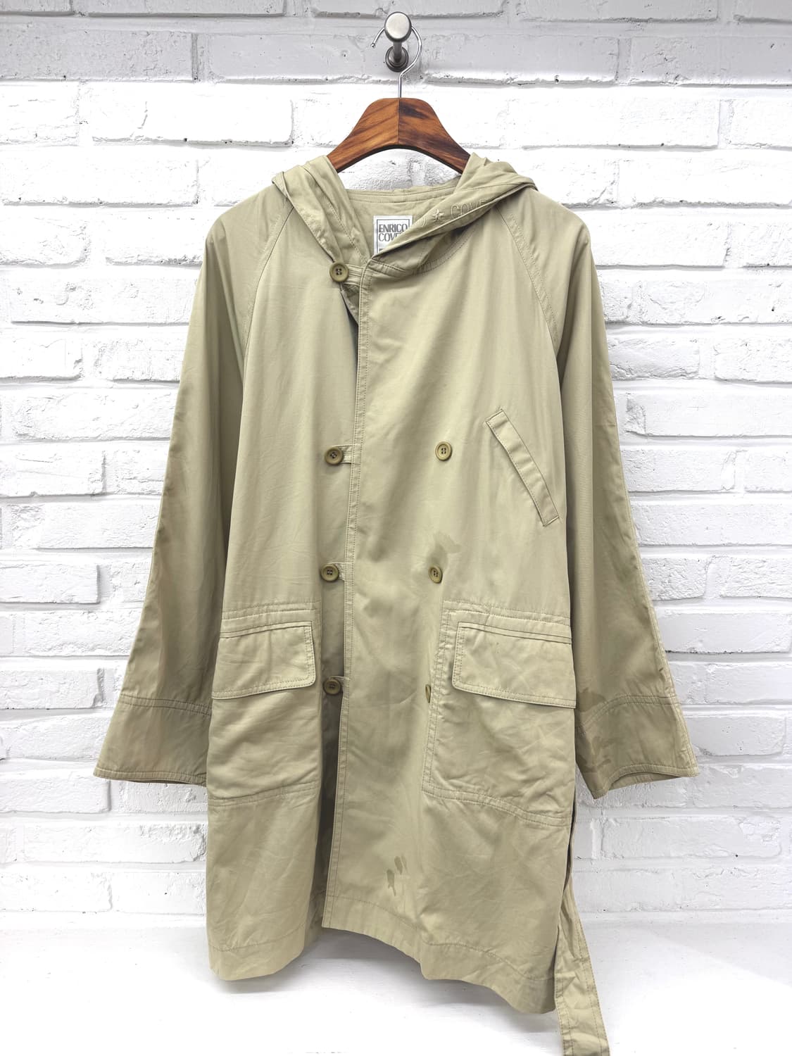 엔리코 코베리 베이지 후드 더블 코트 상품이미지3