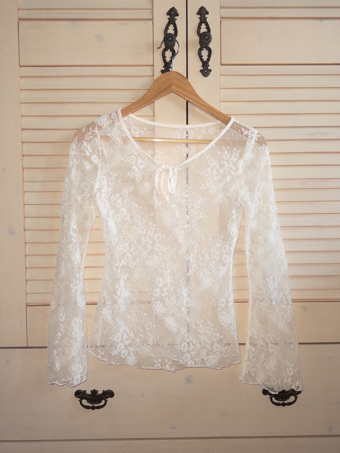 일본빈티지 레이어드 시스루 플라워 슬리브 티셔츠 페어리 히메갸루 큐빈티지 상품이미지1