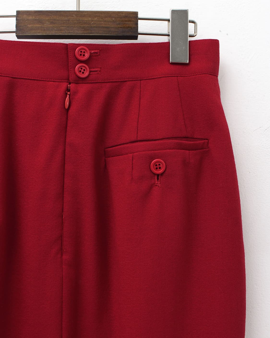 일본 빈티지 레드 써머 울 골드 더블버튼 자켓 미디 스커트 셋업 세트 상품이미지10
