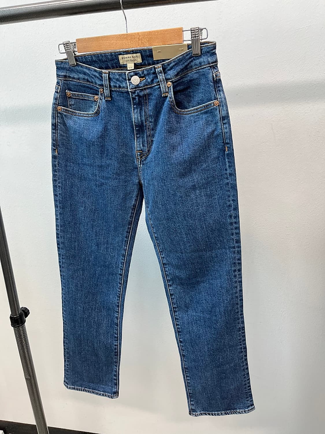 여) 버버리 자수 중청 크롭진  상품이미지1