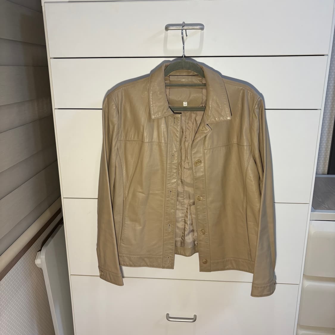 베이지 리얼 소가죽 100% 가죽자켓 레더자켓 L 상품이미지1