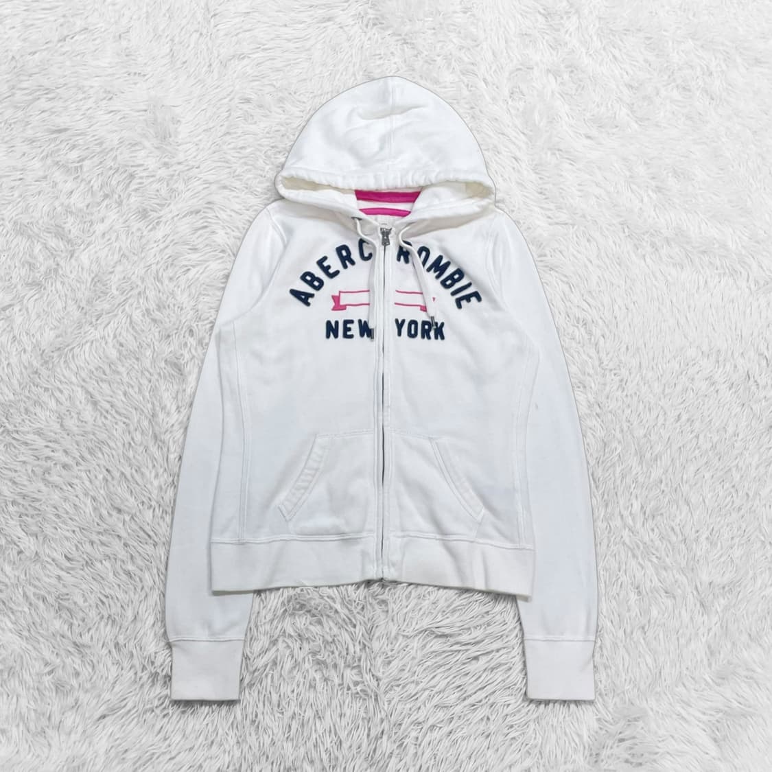 아베크롬비 아치 로고 후드집업 화이트 상품이미지2