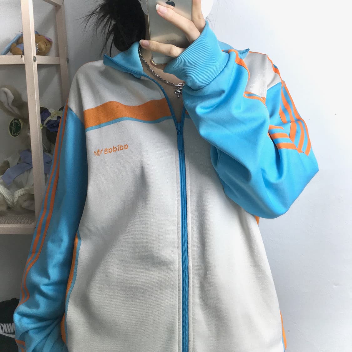 아디다스 하늘 + 화이트 + 감귤 올드스쿨 대 대장 져지 상품이미지3