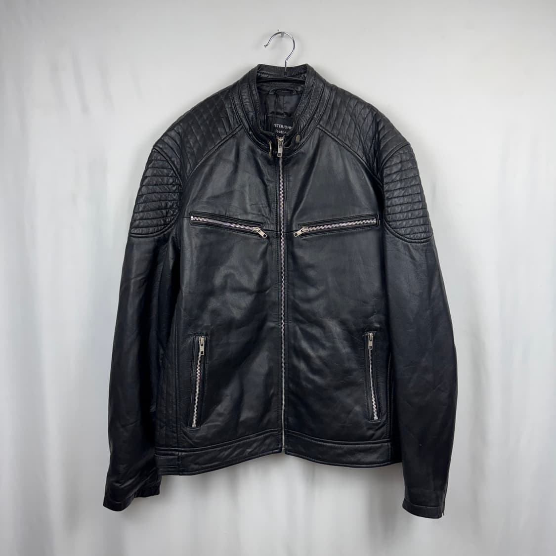 (XL) PETERJOHN leather 천연가죽 라이더 자켓 블랙 상품이미지2