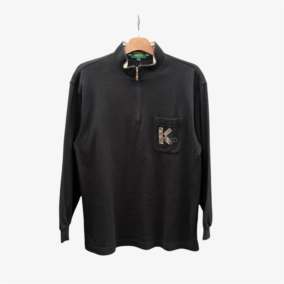 겐조 반집업 니트 포켓 컬러풀 넥카라 자수로고 디테일 블랙 상품이미지1