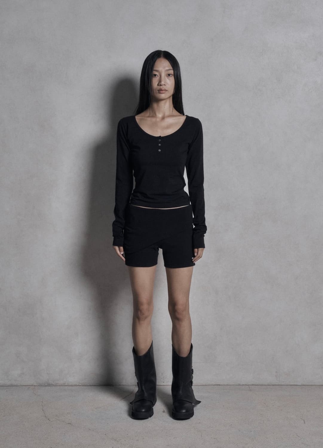 Bohemseo basic round button long sleeveT 상품이미지1