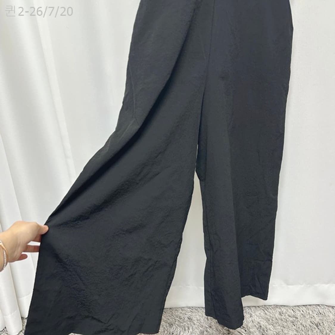 보세 여자 스판 나시 와이드 점프수트 검정 free 상품이미지5