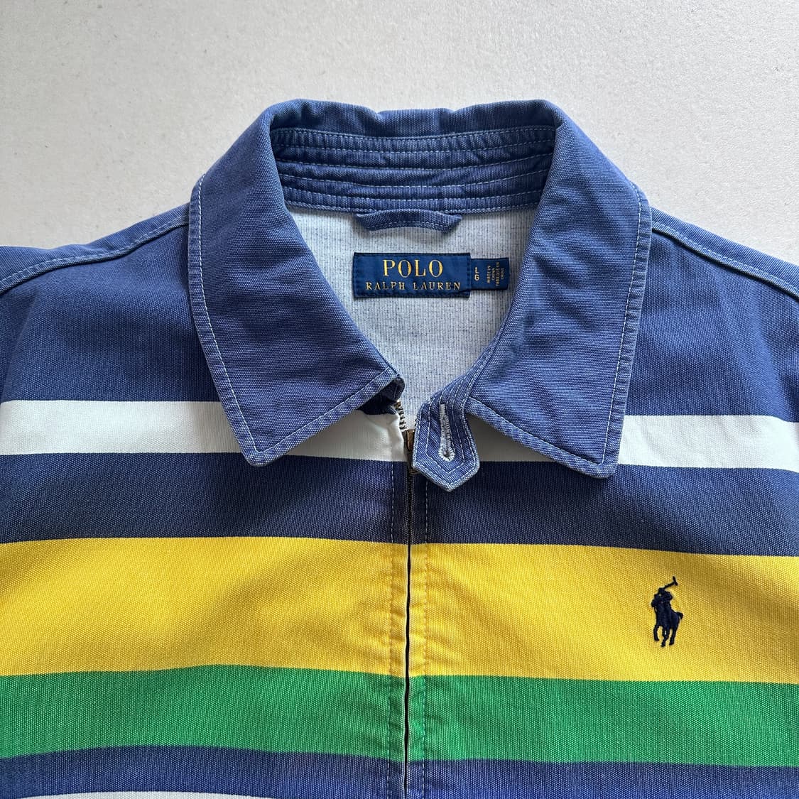 폴로 랄프로렌 멀티 스트라이프 캔버스 코튼 해링턴 블루종 자켓 L 상품이미지2