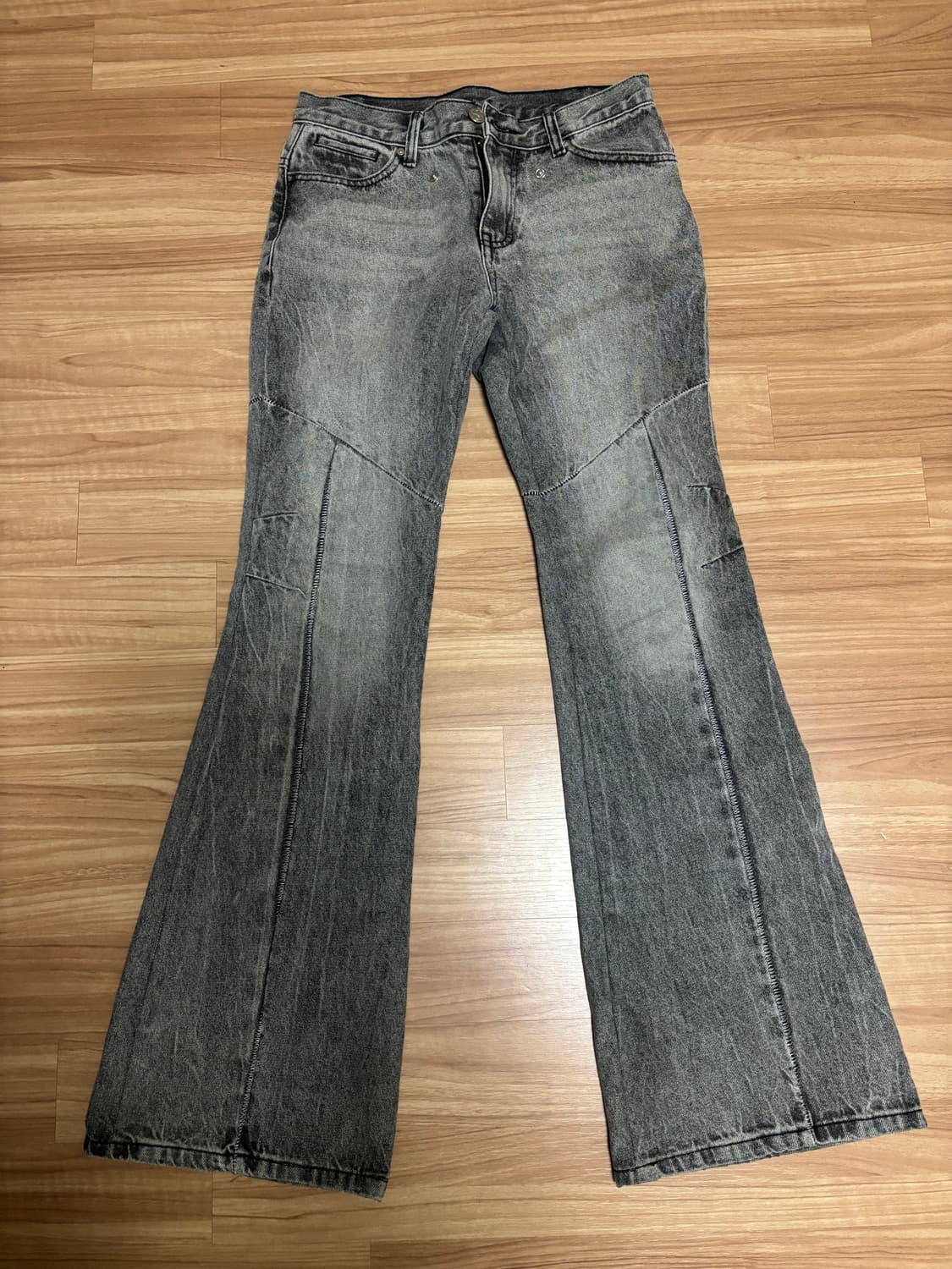 [Ojos] crack washed denim pants /grey 상품이미지1