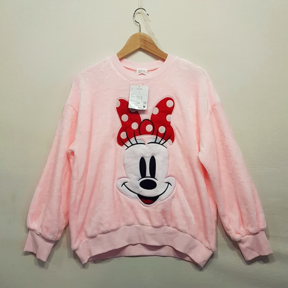 [새상품] 도쿄 디즈니 미니마우스 후리스 티셔츠 핑크 상품이미지1