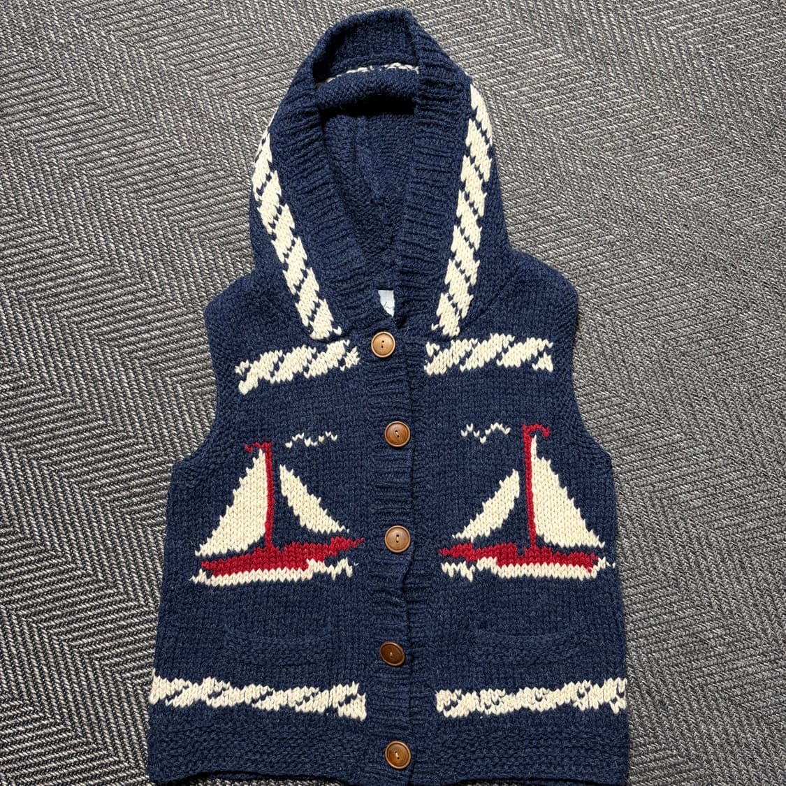 Cepo 코위찬 빈티지 니트 후드 조끼(Free) 상품이미지1