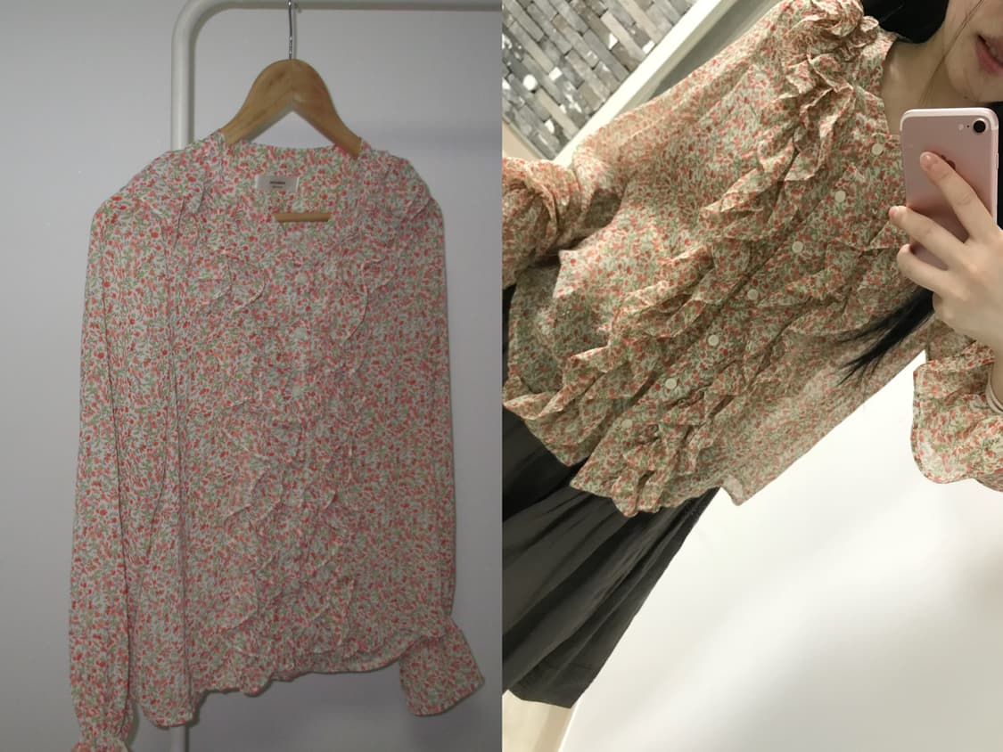 vintage flower ruffle chffon blouse 상품이미지2
