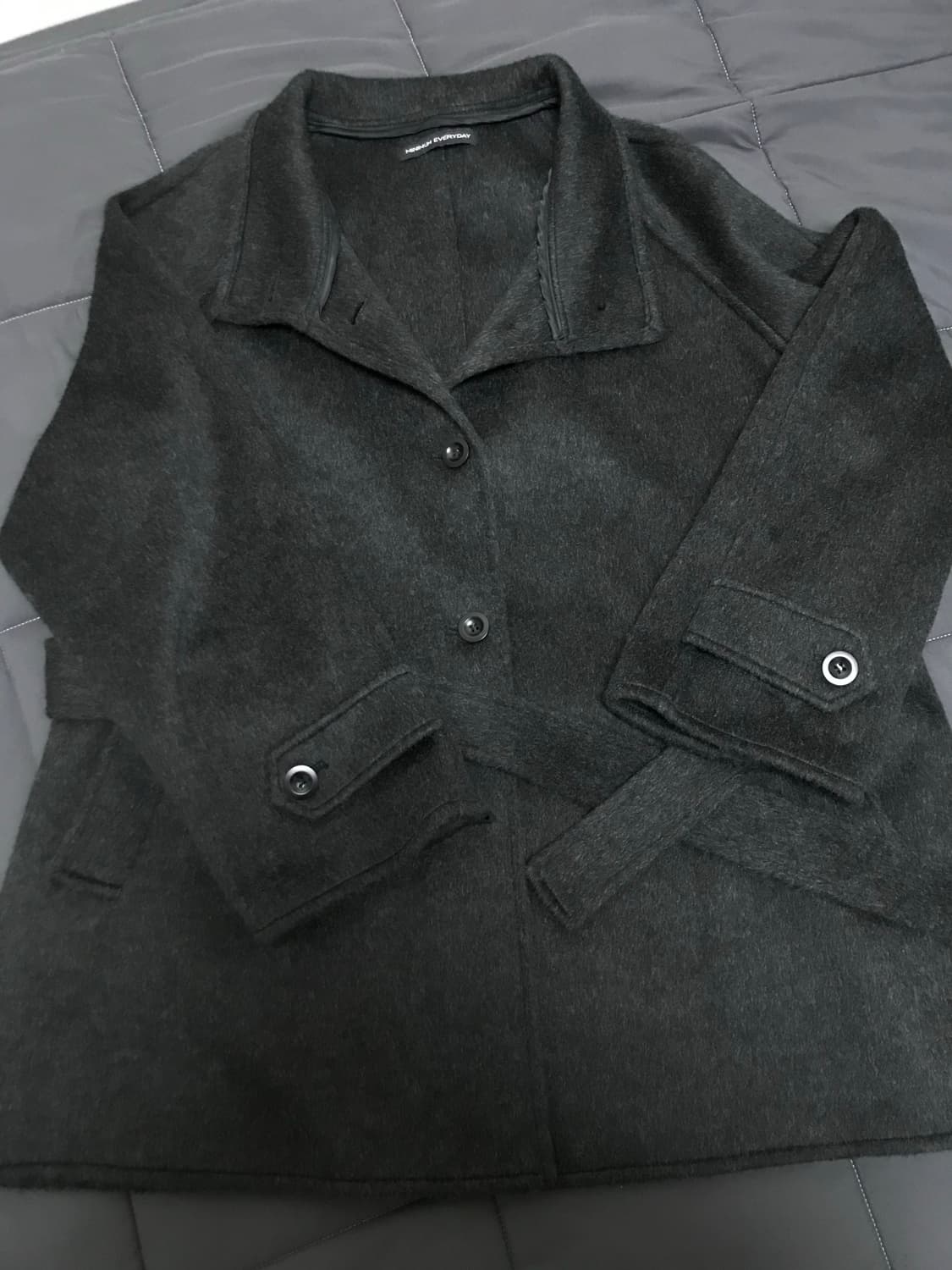 MINIMUM EVEDAY 하이넥 울블렌드 끈 모던 하프(차콜/Free) 상품이미지2