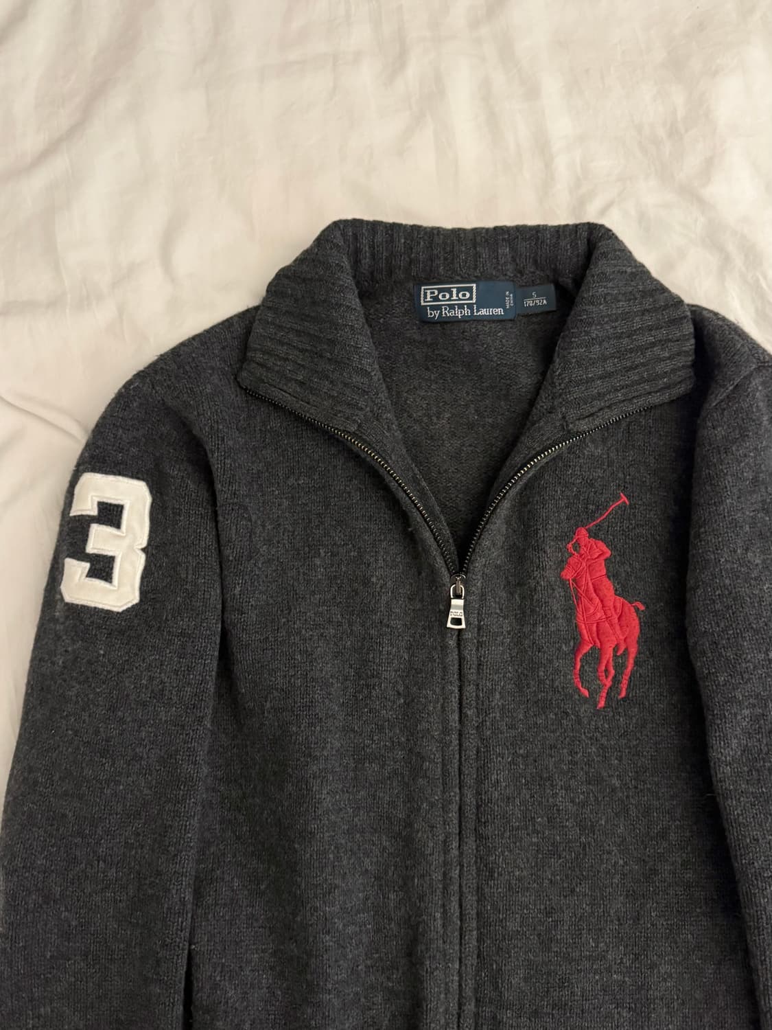 폴로 랄프로렌 차콜 빅포니 울 니트집업 투웨이  상품이미지1