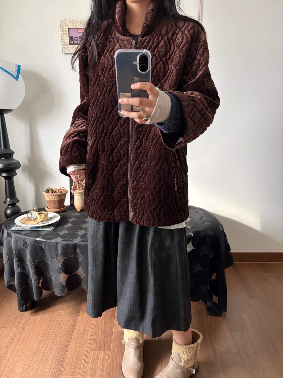 velour quilting zip-up jumper 상품이미지5