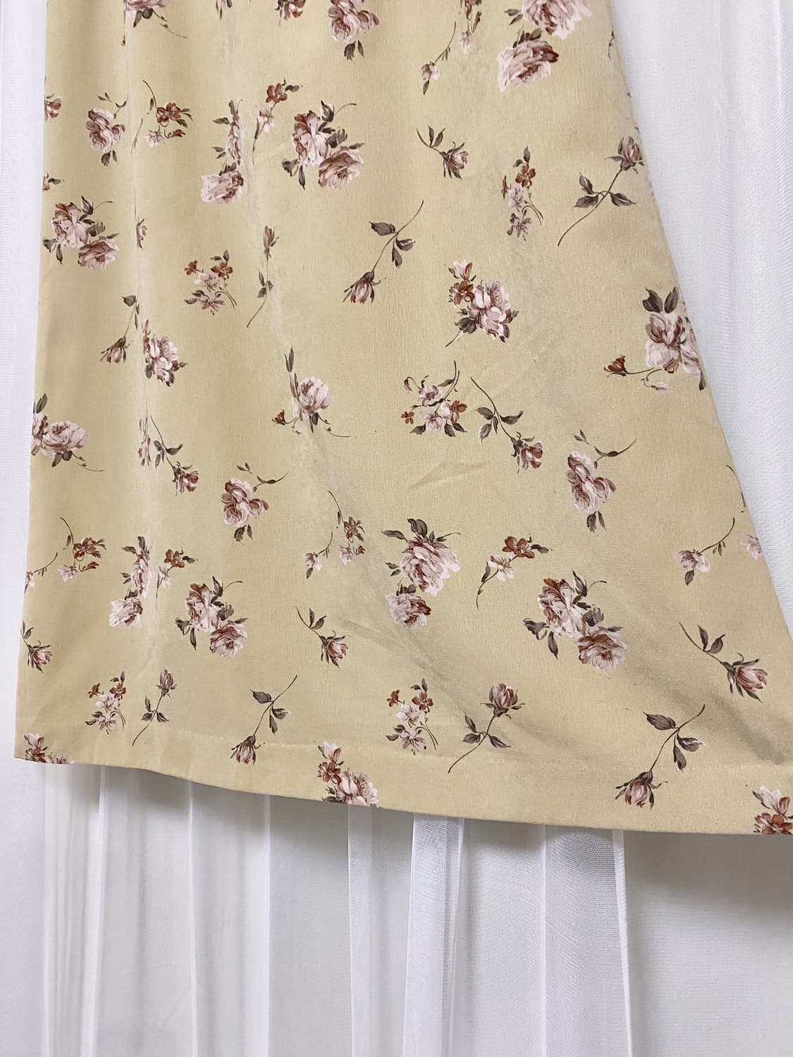 Floral Beige Suede H-Line Long Skirt 상품이미지5