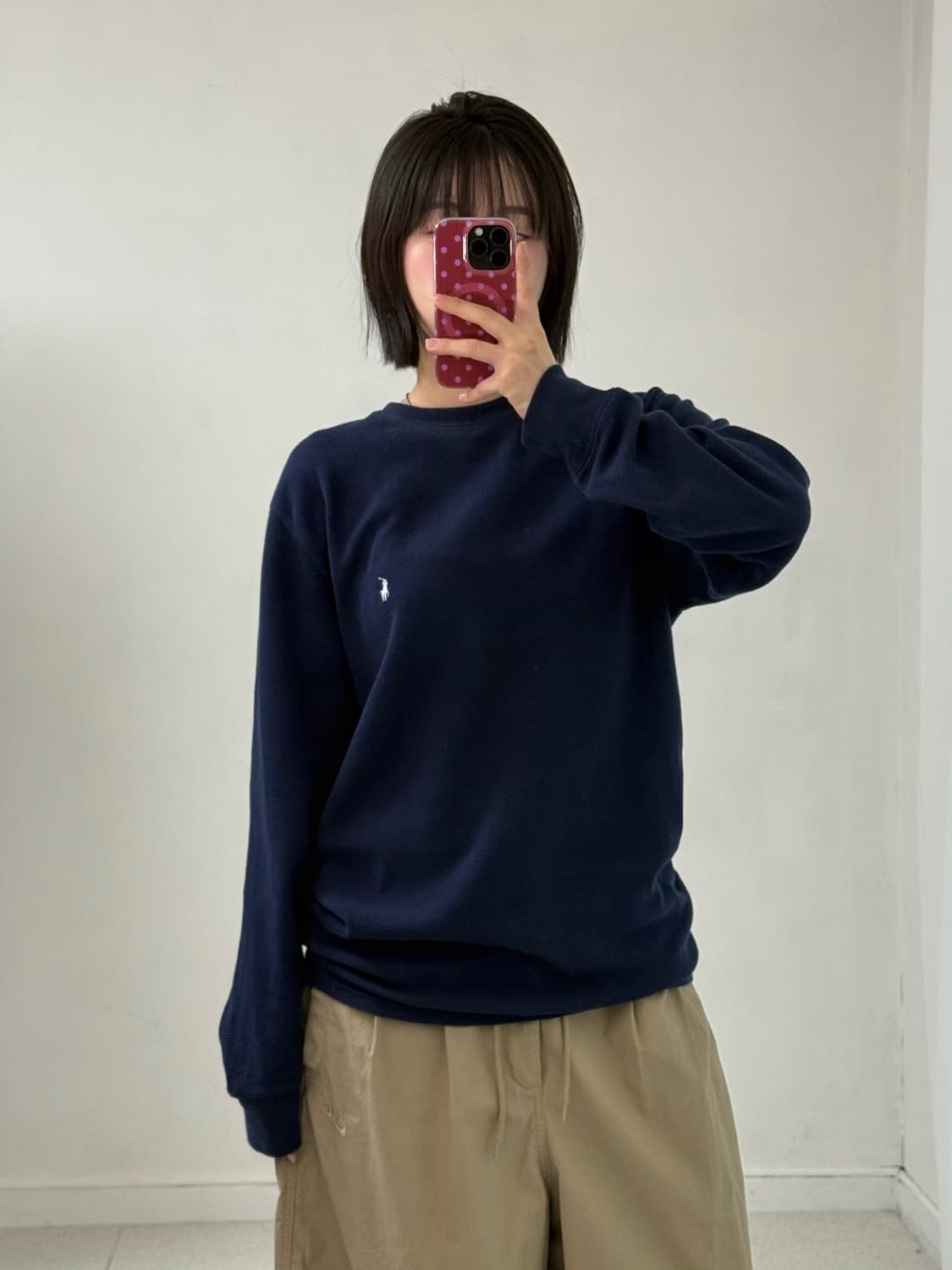 폴로 네이비 와플 니트 롱슬리브 상품이미지2