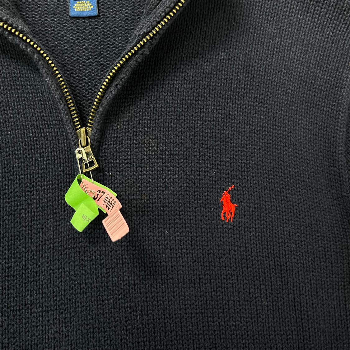 95 폴로 랄프로렌 네이비 코튼 반집업 니트 상품이미지2