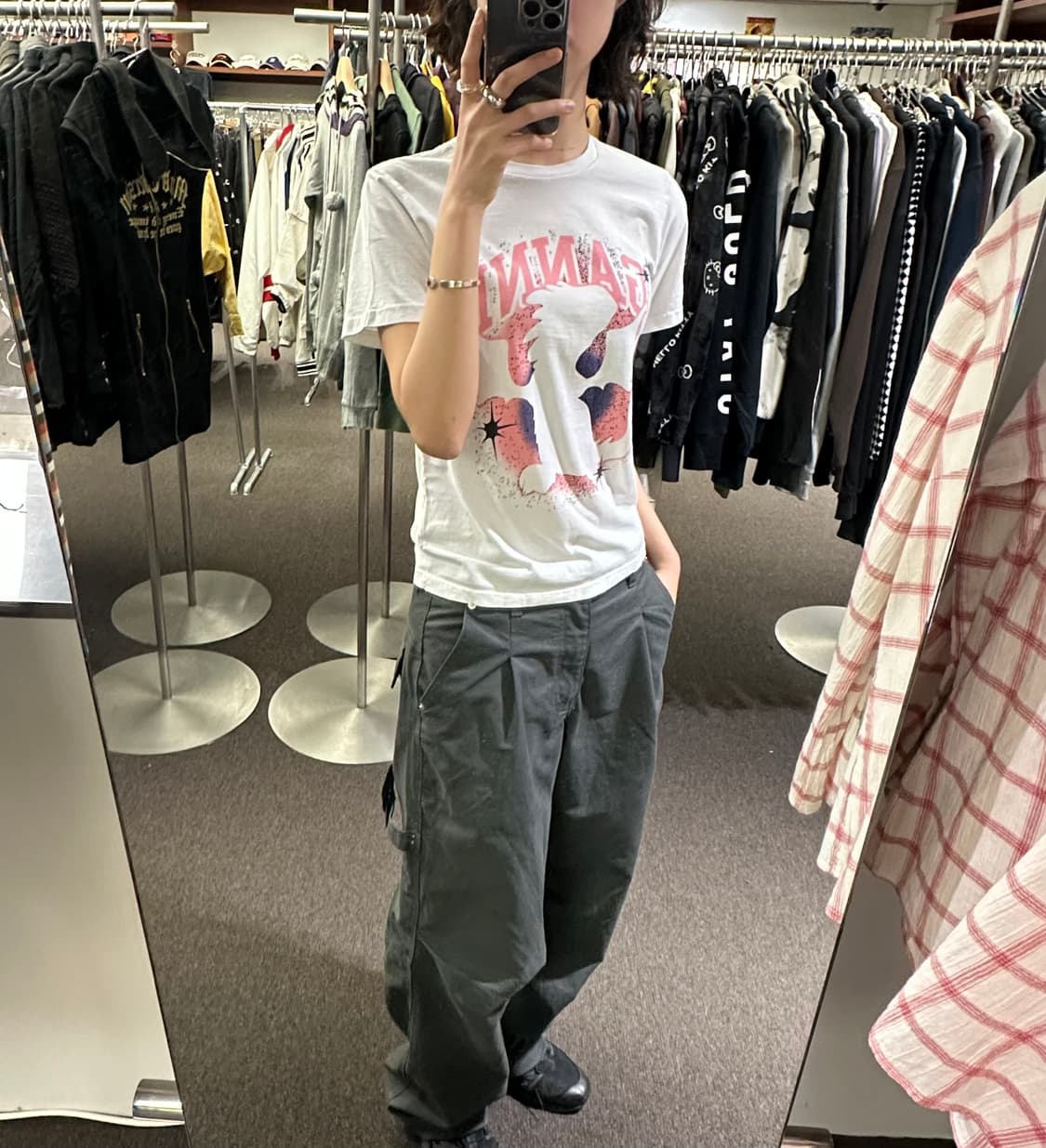 OS)GANNI vintage 여성 그래픽 프린팅 반팔 상품이미지1
