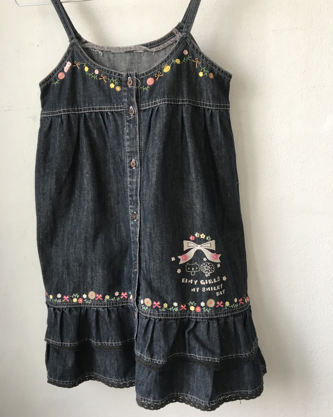 Embroidery point denim sleeveless one pi 상품이미지4