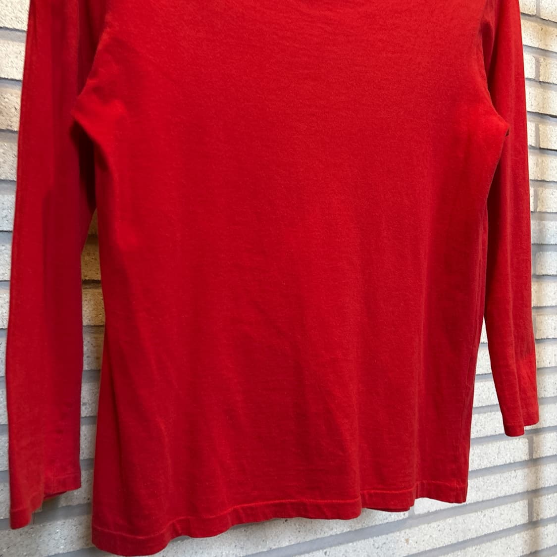 Y's 요지야마모토 미니멀 롱슬리브 티셔츠 세미 롱실루엣 디테일 레드 상품이미지5