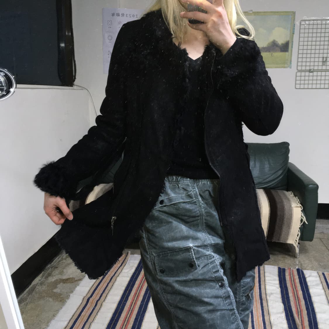 투티/0184 리오 벨 블랙 자켓 코트 무스탕 양가죽 폭스퍼 상품이미지3