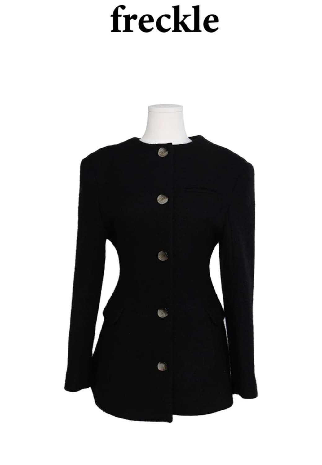 프레클 알파카 노카라 자켓 블랙  상품이미지2